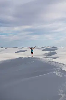 Adventure Prints: Girl exploring sand dunes in White Sands National Monument, New Mexico
