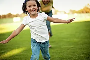 3 4 Years Prints: Girl and grandmother running through park