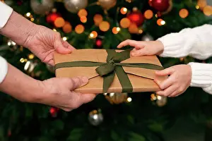 Sweater Prints: a girl receives a gift from an elderly woman
