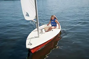 Life Jacket Prints: Girl In Small Sailboat