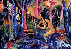 Deer Prints: Girl with Swan; Madchen mit Schwan