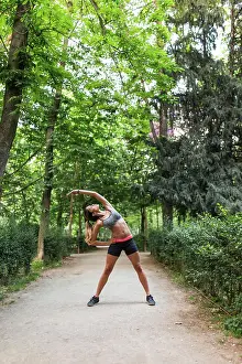 Balance Prints: Girl training in summer park