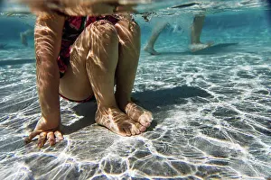 Sun Shine Prints: Girls legs underwater at pool on hot summer day