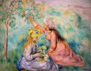 Period Costume Prints: Girls Picking Flowers in a Meadow; about 1890 Oil on canvas Pierre-Auguste Renoir French; 1841-1919