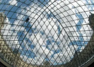Baroque Style Prints: Glass pyramid at a museum, Louvre Pyramid, Musee Du Louvre, Paris, France