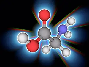 Matter Prints: Glycine. Molecular model of the amino acid glycine (C2)