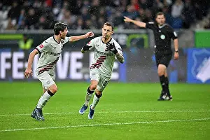 Sports Facility Prints: Goal celebration Alejandro Grimaldo Bayer 04 Leverkusen (20) gestures