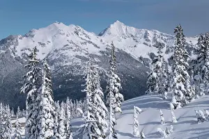 Freezing Prints: Goat Mountain in winter seen from Heather Meadows Reacreation Area
