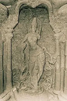 Solid Prints: The goddess Yamuna, Ellora, Cave No