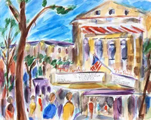 Richard Prints: Going to the Movies, 2016, Richard H. Fox (b.1960/American), Watercolor on Paper
