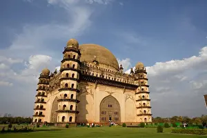 Tomb Prints: Gol Gumbaz ; built in 1659 ; Mausoleum of Muhammad Adil Shah ii 1627-57 ; dome is second largest one in world which is