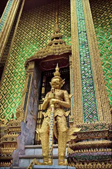 Doors Prints: Golden statue at Wat Phra Kaew