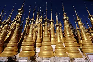 Buddhist Prints: Golden stupas at Shwe Inn Dein pagoda