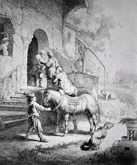 Group Of People Prints: The Good Samaritan 1633 Rembrandt Harmensz van Rijn (1606-1669 Dutch) Etching Wallace Collection