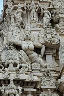 Tamil Nadu Prints: Gopuram (tower) of ancient Hindu temple Kailasanthar. Kanchipuram, Tamil Nadu, India