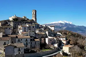Springtime Prints: Goriano, Sicoli, Italy A day view of the hilltop town of Goriano Sicoli and also drawn by MC Escher