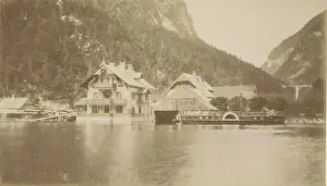 Papier Prints: Gosau, Gosau Mill, Watermill and paddle steamer in Gosau