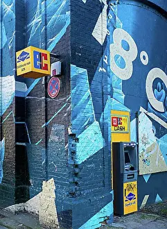 Money Prints: Graffiti on the ATM, RAW grounds, Friedrichshain, Berlin, Germany, Europe