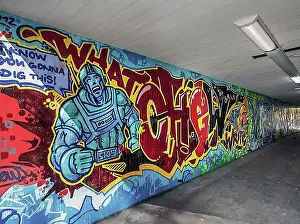 Bavaria Prints: Graffiti in street subway, Munich, Bavaria, Germany, Europe