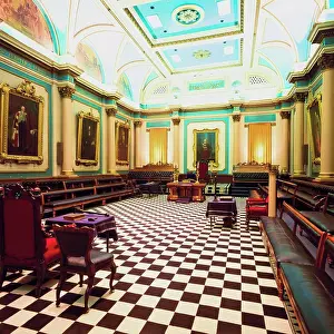 Grand Prints: Grand Lodge Room, Freemasons Hall, Dublin, Ireland, Interior of Irish Masonic lodge