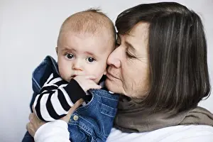 Expressions Prints: Grandmother holding grandson, close-up