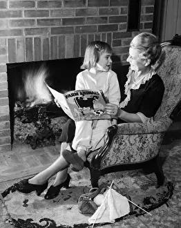 Brick Prints: Grandmother reading a story to her granddaughter