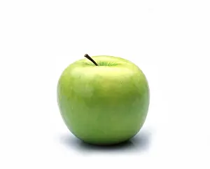 Granny Smith Apple, Malus Domestica, Fruit Against White Background
