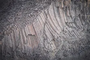 Geological Prints: gray volcanic basalt columns textures