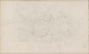 Sketchbook Prints: Grazing cow at a tree.Leaf 5 verso from a sketchbook with 41 sheets