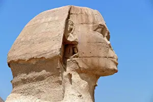 Restored Prints: The Great Sphinx of Giza. limestone statue of a reclining sphinx