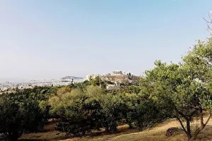 Vista Prints: Greece, Athens, Acropolis and Parthenon surrounded by olive trees as seen from Areopagus