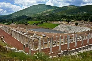 Stadium Prints: Greece, Peloponissos, Messini, Ruins of ancient stage