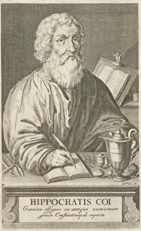 The Greek physician Hippocrates of Kos in his study room