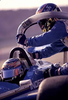 Cockpit Prints: detail Greg Moore CART pit stop crew refueling cockpit race car
