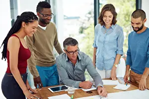 Architect Prints: Group, architect and discussion for blueprint