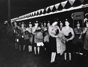 Archives Prints: A group of female military nurses in uniform stands in rows at an unidentified location