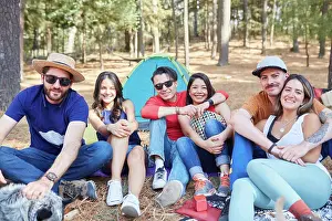 Tent Prints: group of friends having a nice time outside their tent