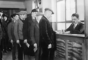 Group Of People Prints: Group of men standing in an unemployment line, Weimar Republic, Germany, 1930
