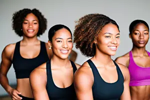 Trainer Prints: Group of people doing yoga class, health concept. Generative AI