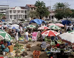 Capital Cities Prints: Group of people in a market, Pointe-A-Pitre, Guadeloupe