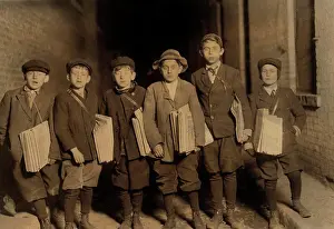 Knickers Prints: Group of Young Newsboys Selling Newspapers after 9:00 p