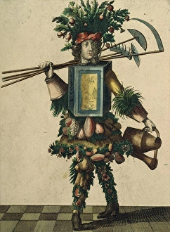 Habit Prints: Habit of the Gardener (Habit de Jardinier) Bonnart (1700's - 1800's/ French) Engraving Musee Carnavalet
