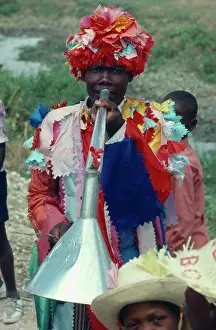Caribbean Prints: Haiti, Religion, Voodoo Priest At Ra Ra Dance