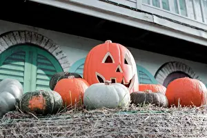 Halloween Prints: Halloween decoration with Jack Olanern and pumpkins