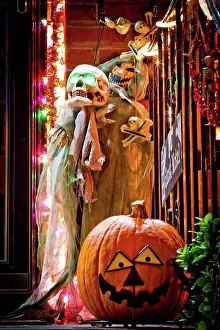 Lantern Prints: Halloween decorations in the fall at night time