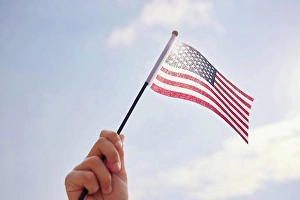 Still Life - Concept Prints: Hand holding American Flag