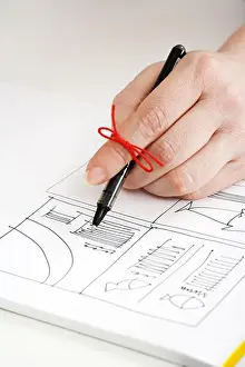 Notebook Prints: A hand with a thread tied around one finger to remember, Sweden