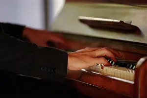 Notes Prints: Hands, piano keys and music for performance