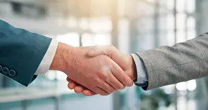 Greeting Prints: Handshake, hands and agreement for deal