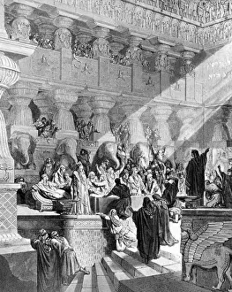 Illumination Prints: The Handwriting on the Wall by Gustave Dore, print, 1832-1883